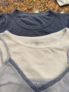 Brandy Melville Navy Tee & Light Gray Tank Set